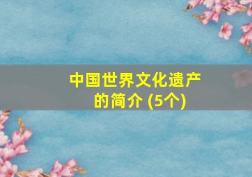 中国世界文化遗产的简介 (5个)